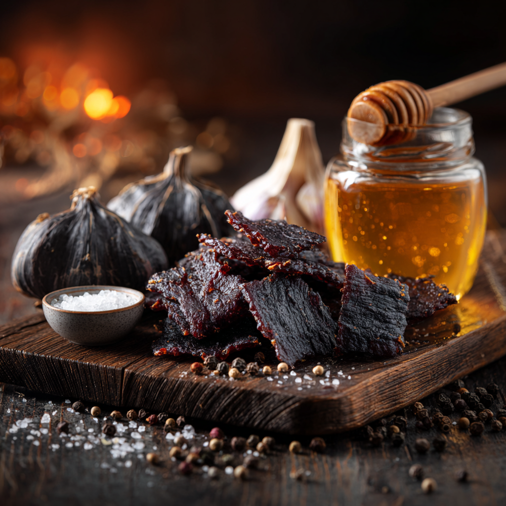 Wołowina suszona w piecu z czarnym czosnkiem